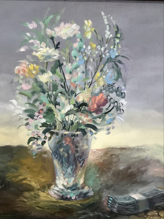 Tilpo-Blomsterfonden-olja-på-duk-50x60cm-Pris 8.500kr